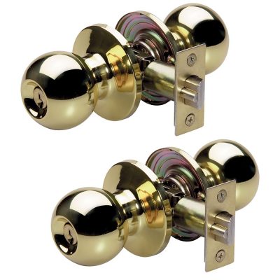 Jual Door Knob Masterlock BAO0103T Ball Style Polished Brass 2 Pack